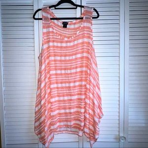 Torrid pink and white stipe knit tank top with handkerchief hem